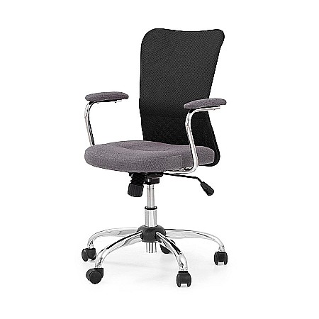 Scaun birou copii HM Andy, roti pivotante, mecanism balans, inaltime ajustabila, stofa/piele ecologica, cu brate, 102 kg, negru [1]