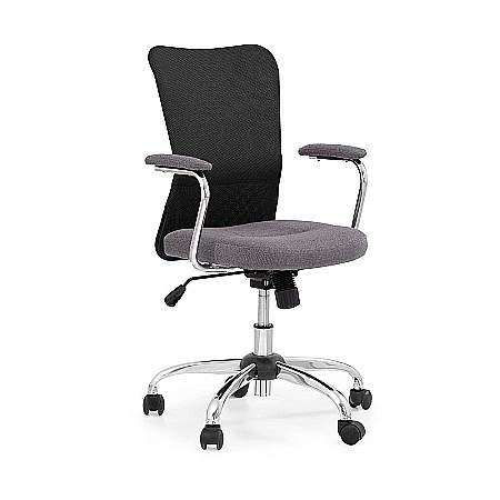 Scaun birou copii HM Andy, roti pivotante, mecanism balans, inaltime ajustabila, stofa/piele ecologica, cu brate, 102 kg, negru [4]