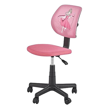 Scaun birou copii HM Bingo, stofa, baza polipropilena, inaltime reglabila, rotatie 360°, 70 kg, roz