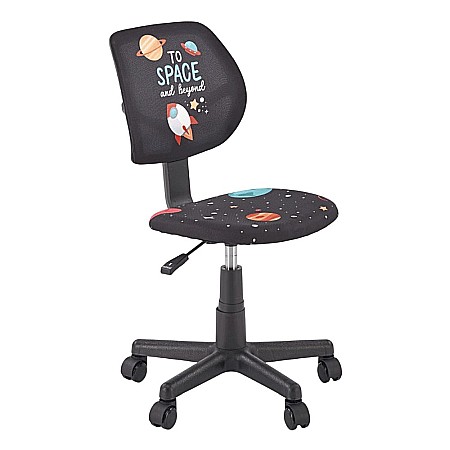 Scaun birou copii HM Bingo, stofa, baza polipropilena, inaltime reglabila, rotatie 360°, 70 kg, negru