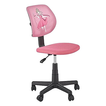Scaun birou copii HM Bingo, stofa, baza polipropilena, inaltime reglabila, rotatie 360°, 70 kg, roz [1]