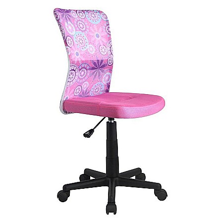 Produse - Scaun birou copii HM Dingo, Ergonomic, Cadru Polipropilena, Mesh, Inaltime ajustabila, 80 kg, 98x41x56 cm, Roz