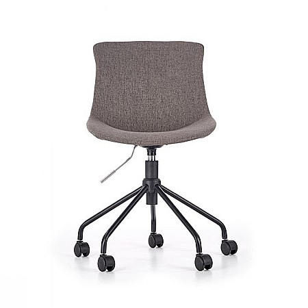 Scaun birou copii HM Doblo, ergonomic, roti pivotante, cadru cromat, stofa, inaltime ajustabila, 100 kg, gri [3]