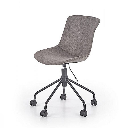 Scaun birou copii HM Doblo, ergonomic, roti pivotante, cadru cromat, stofa, inaltime ajustabila, 100 kg, gri [1]