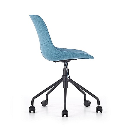 Scaun birou copii HM Doblo, ergonomic, roti pivotante, cadru cromat, stofa, inaltime ajustabila, 100 kg, turcoaz [5]