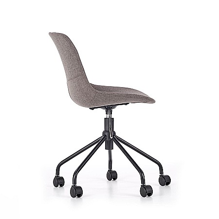 Scaun birou copii HM Doblo, ergonomic, roti pivotante, cadru cromat, stofa, inaltime ajustabila, 100 kg, gri [4]