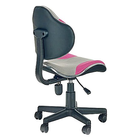 Scaun birou copii HM Flash 2, Ergonomic, Stofa/Mesh, Cadru Polipropilena, Inaltime ajustabila, 80 Kg, Roz/Gri [2]