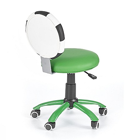 Scaun birou copii HM Gol, Piele ecologica, Inaltime ajustabila, Roti cauciucate, 90 Kg, Verde [2]