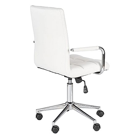 Scaun birou copii HM Gonzo 2, Ergonomic, Cadru metalic, Tapitat cu piele ecologica, Ajustabil pe inaltime, Cu brate, 90 Kg, Alb [2]