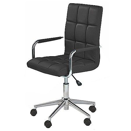 Scaun birou copii HM Gonzo 2, Ergonomic, Cadru metalic, Tapitat cu piele ecologica, Mecanism de balans, Cu brate, 90 Kg, Negru [1]