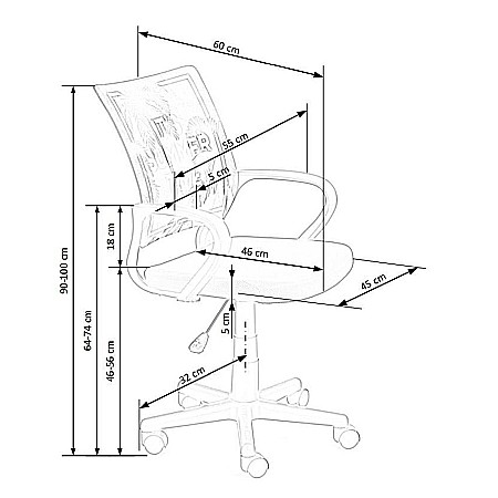 Scaun birou copii HM Hanoi, ergonomic, cu mesh, cadru polipropilena, inaltime reglabila, rotatie 360°, 100 kg, multicolor (resigilat) [3]