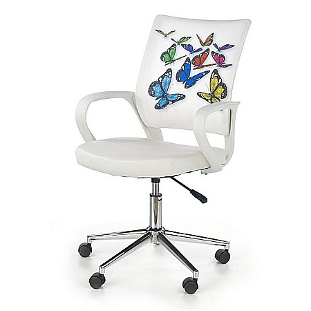 Scaun birou copii HM Ibis Butterfly, Ergonomic, Cadru Metal, Stofa/Piele ecologica, Inaltime ajustabila, 100 Kg, Multicolor [1]