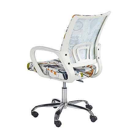 Scaun birou copii HM Ibis Paris, Ergonomic, Spatar curbat, Cadru Cromat, Stofa, Inaltime ajustabila, 100 Kg, Multicolor [2]