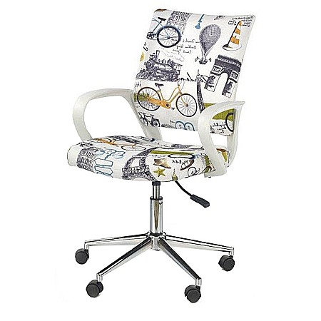 Scaune birou copii - Scaun birou copii HM Ibis Paris, Ergonomic, Spatar curbat, Cadru Cromat, Stofa, Inaltime ajustabila, 100 Kg, Multicolor
