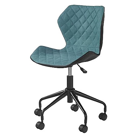 Scaun birou copii HM Matrix, Ergonomic, Cadru Cromat, Stofa/Piele ecologica, Roti pivotante, 100 Kg, Negru/Turcoaz [1]