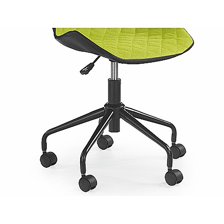 Scaun birou copii HM Matrix, Ergonomic, Cadru Cromat, Stofa/Piele ecologica, Roti pivotante, Inaltime reglabila, 100 Kg, Negru/Verde [3]