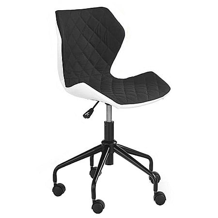 Scaun birou copii HM Matrix, Ergonomic, Cadru Metalic, Stofa/Piele ecologica, Inaltime ajustabila, 100 Kg, Alb/Negru
