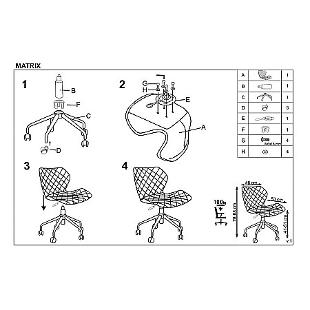 Scaun birou copii HM Matrix, Ergonomic, Cadru Metalic, Stofa/Piele ecologica, Inaltime ajustabila, 100 Kg, Alb/Negru [8]