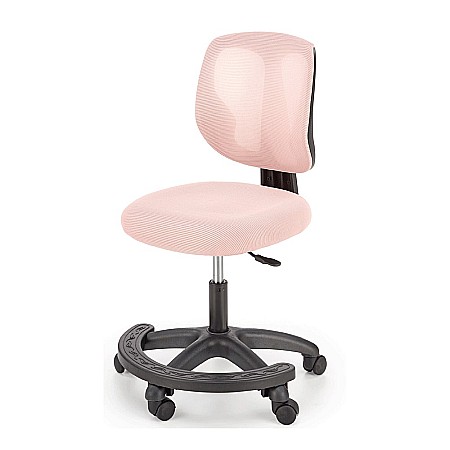 Scaun birou copii HM Nani, ergonomic, inaltime ajustabila, suport picioare, fara cotiere, mesh, 80 kg, roz