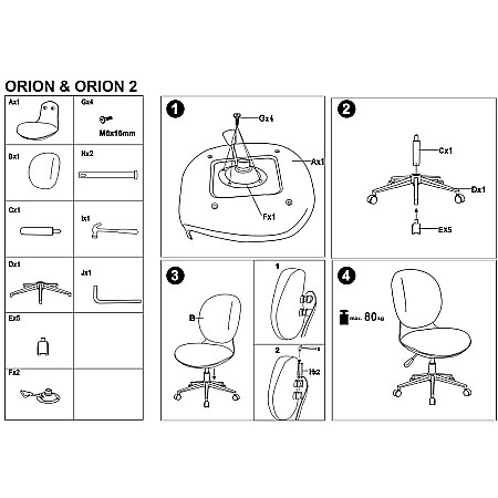 Scaun birou copii HM Orion 2, stofa, inaltime reglabila, rotire 360 ?,roti pivotante, cadru polipropilena, 80 kg, alb/gri [11]