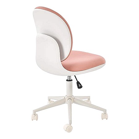 Scaun birou copii HM Orion 2, stofa, inaltime reglabila, rotire 360 ?,roti pivotante, cadru polipropilena, 80 kg, alb/roz [4]