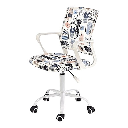 Scaune - Scaun birou copii HM Oris, stofa, baza metalica, inaltime reglabila, rotatie 360°, 80 kg, multicolor