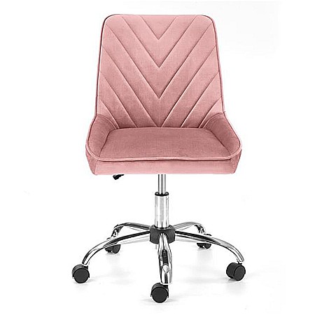 Scaun birou copii HM Rico, ergonomic, stofa tip catifea, cadru polipropilena, inaltime reglabila, 100 kg, roz [2]