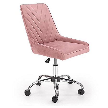 Scaun birou copii HM Rico, ergonomic, stofa tip catifea, cadru polipropilena, inaltime reglabila, 100 kg, roz [0]