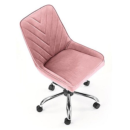 Scaun birou copii HM Rico, ergonomic, stofa tip catifea, cadru polipropilena, inaltime reglabila, 100 kg, roz [4]