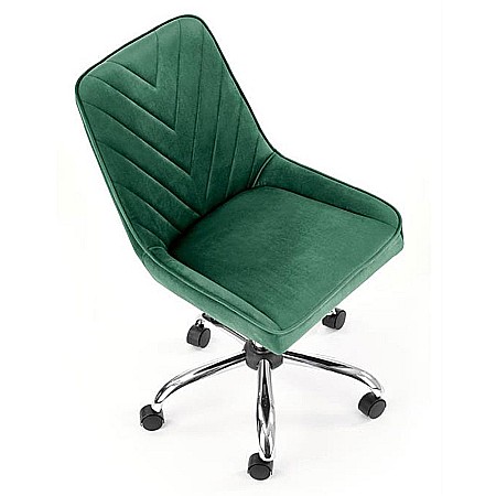 Scaun birou copii HM Rico, ergonomic, stofa tip catifea, cadru polipropilena, pivotant, inaltime reglabila, 100 kg, verde [3]
