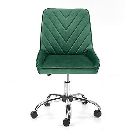 Scaun birou copii HM Rico, ergonomic, stofa tip catifea, cadru polipropilena, pivotant, inaltime reglabila, 100 kg, verde [4]