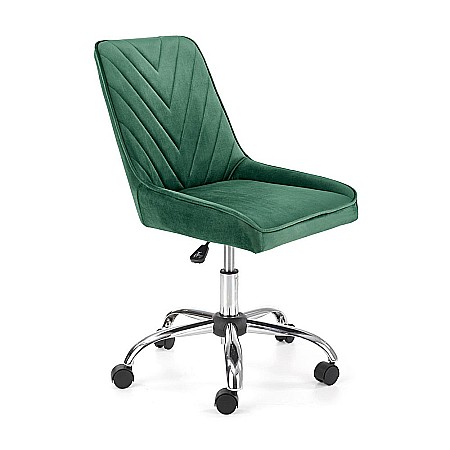 Scaun birou copii HM Rico, ergonomic, stofa tip catifea, cadru polipropilena, pivotant, inaltime reglabila, 100 kg, verde