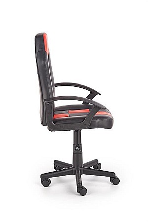 Scaun birou copii HM Storm, piele ecologica, inaltime ajustabila, rotire 360 ˚, 100 kg, negru/rosu [3]
