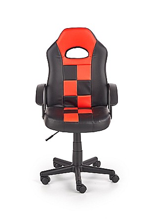 Scaun birou copii HM Storm, piele ecologica, inaltime ajustabila, rotire 360 ˚, 100 kg, negru/rosu [4]