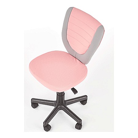 Scaun birou copii HM Toby, ergonomic, cadru polipropilena, rotativ, inaltime reglabila, roti pivotante, 80 kg, gri/roz [1]