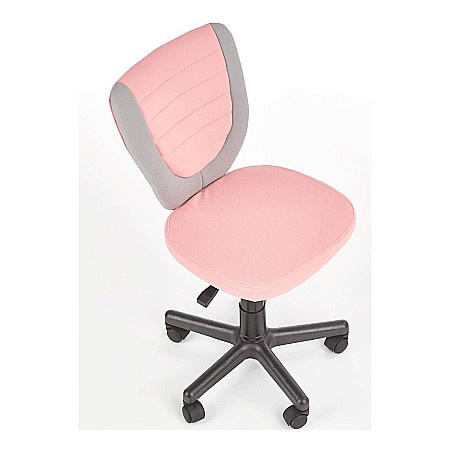 Scaun birou copii HM Toby, ergonomic, cadru polipropilena, rotativ, inaltime reglabila, roti pivotante, 80 kg, gri/roz [2]