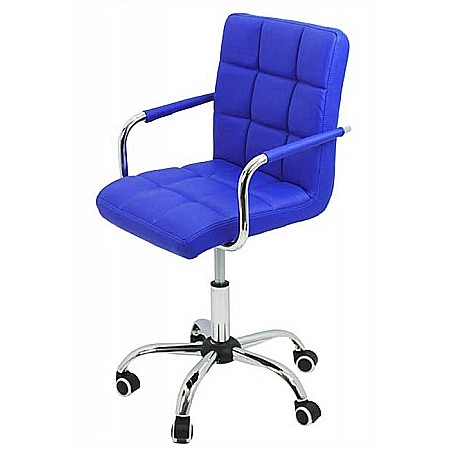 Scaun birou copii OFF 328, piele ecologica, ergonomic, cu brate, inatime ajustabila, 70 kg, albastru [2]