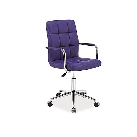 Scaune birou copii - Scaun birou copii SL Q022, ergonomic, cadru otel, piele ecologica, inaltime ajustabila, roti pivotante, 60 Kg, mov