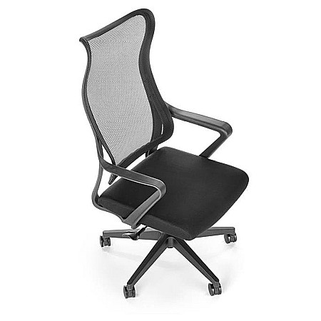 Scaun birou cu mesh Hm Loreto, ergonomic, suport lombar, baza polipropilena, mecanism de balans, inaltime reglabila, material respirabil, 100 kg, negru [7]