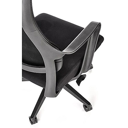 Scaun birou cu mesh Hm Loreto, ergonomic, suport lombar, baza polipropilena, mecanism de balans, inaltime reglabila, material respirabil, 100 kg, negru [6]