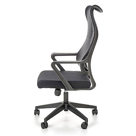 Scaun birou cu mesh Hm Loreto, ergonomic, suport lombar, baza polipropilena, mecanism de balans, inaltime reglabila, material respirabil, 100 kg, negru [8]
