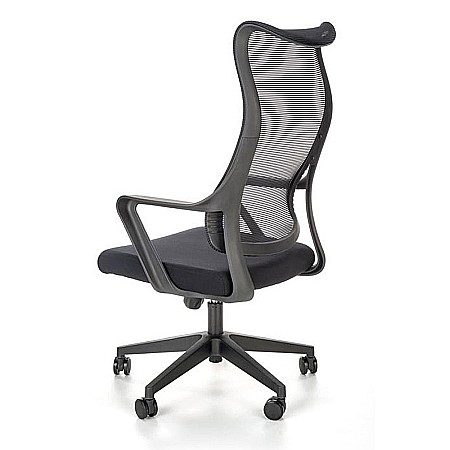 Scaun birou cu mesh Hm Loreto, ergonomic, suport lombar, baza polipropilena, mecanism de balans, inaltime reglabila, material respirabil, 100 kg, negru [4]