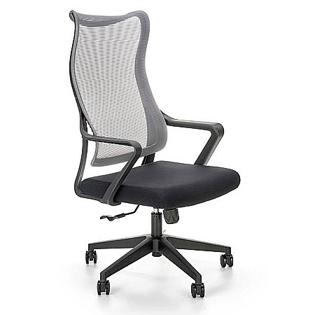 Scaune cu mesh - Scaun birou cu mesh Hm Loreto, ergonomic, suport lombar, baza polipropilena, mecanism de balans, inaltime reglabila, material respirabil, 100 kg, negru