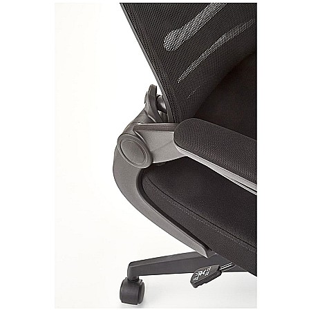 Scaun birou cu mesh HM Lovren, ergonomic, inaltime reglabila, cotiere rabatabile, baza polipropilena, 100 kg, negru [2]