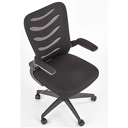 Scaun birou cu mesh HM Lovren, ergonomic, inaltime reglabila, cotiere rabatabile, baza polipropilena, 100 kg, negru [3]