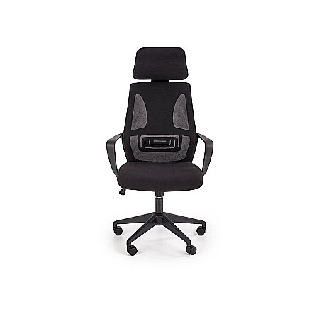 Scaun birou cu mesh HM Valdez, mecanism de balans, cadru polipropilena, suport lombar, tetiera inclusa, 100 kg, negru [6]