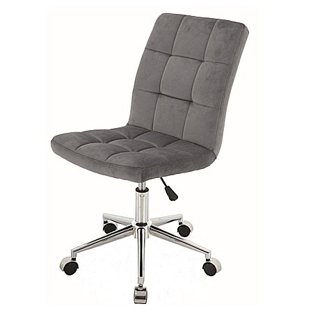 Scaun birou cu stofa tip catifea SL Q020, inaltime reglabila, cadru cromat, rotatie 360°, roti pivotante, 90 kg, Gri [1]
