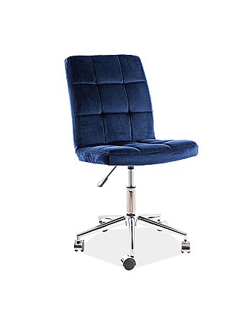 Scaune birou - Scaun birou cu stofa tip catifea SL Q020, inaltime reglabila, cadru cromat, rotatie 360°, 90 kg, Albastru