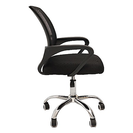 Scaun birou ergonomic AB002, mesh, inaltime reglabila, baza cromata, suport lombar, 90 kg, negru [2]