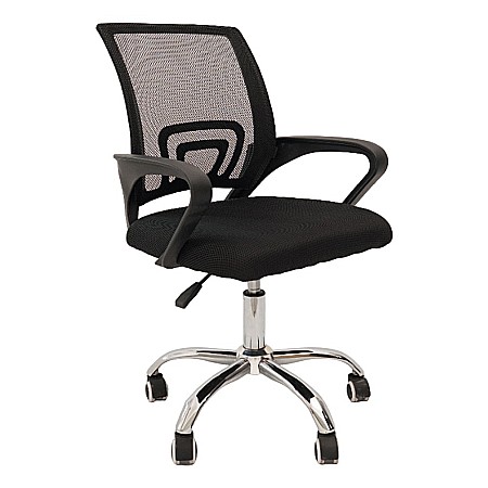 Scaun birou ergonomic AB002, mesh, inaltime reglabila, baza cromata, suport lombar, 90 kg, negru [4]